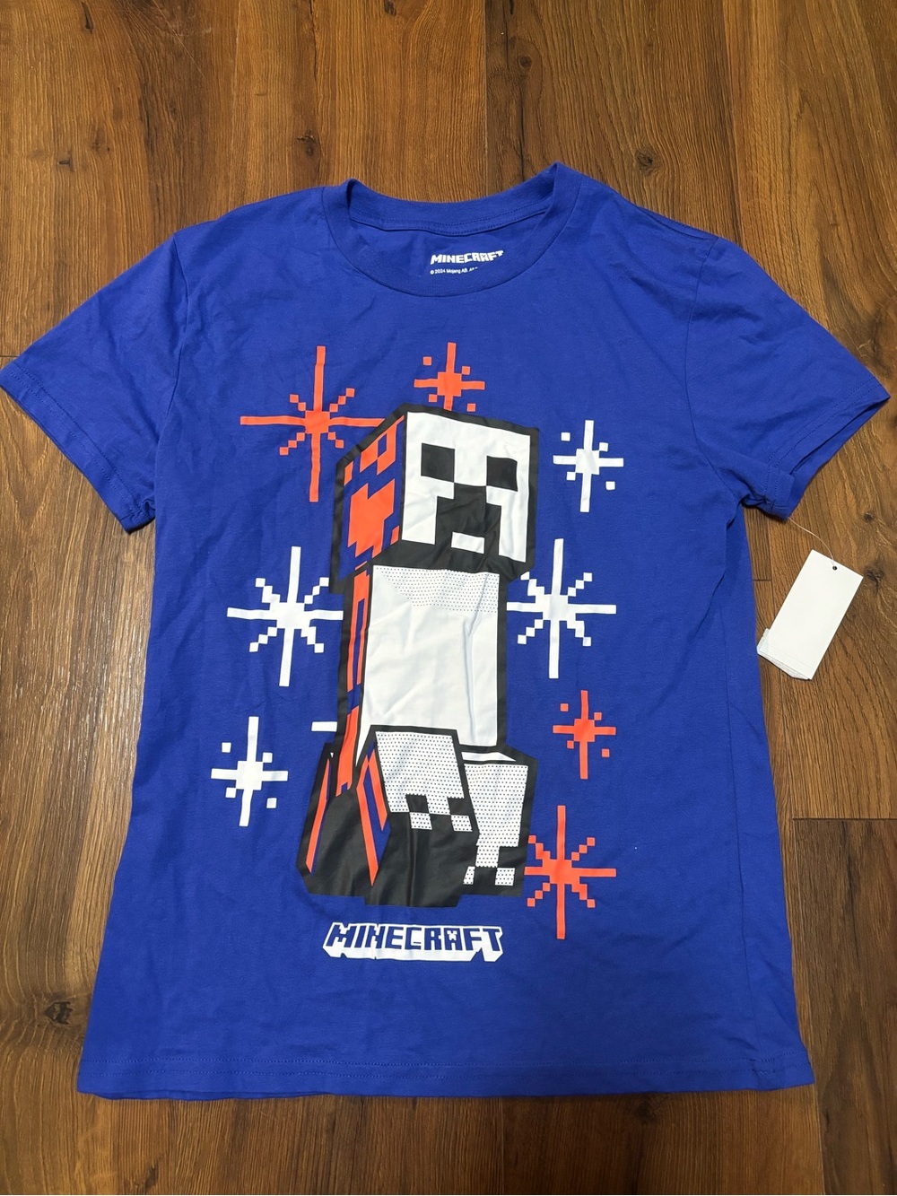 Minecraft Boys’ Short Sleeve Creeper Graphic Shirt - Blue XL
